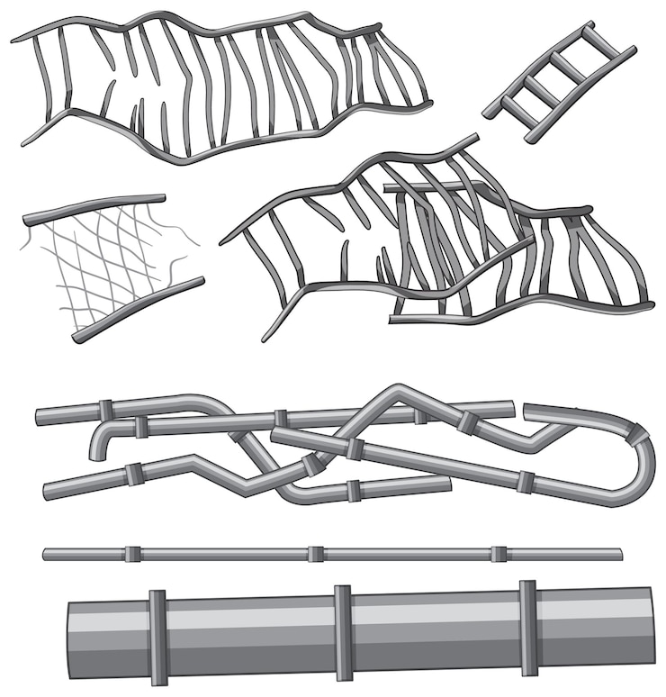 Free Vector broken steel and iron pipe illustration