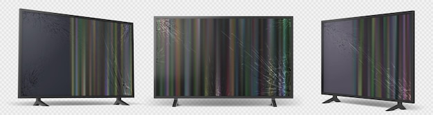 투명 한 배경에 고립 된 깨진된 tv 세트