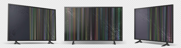 無料ベクター 透明な背景に分離された壊れたテレビ セット