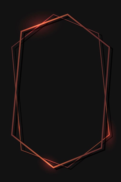 Free vector bronze hexagon frame on black background