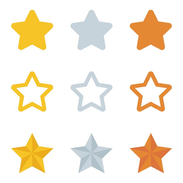 Bronze Silver And Gold Stars In 3 Styles