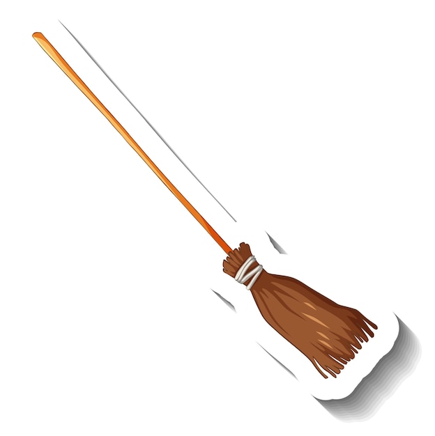 Free vector broomstick sticker on white background