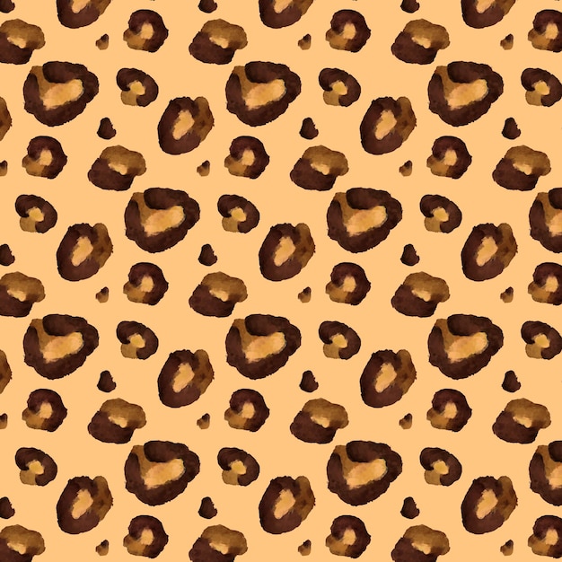 Brown animal print watercolor seamless pattern