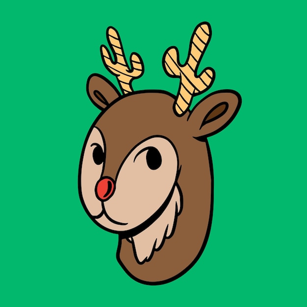 Free vector brown antlers sticker on green background vector