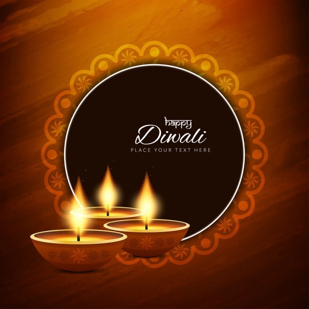 Brown background with ornamental frame for diwali