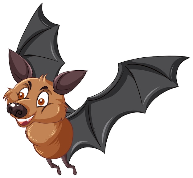 Free vector brown bat cartoon character on white background