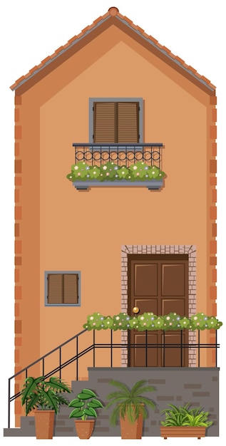 Free vector brown building with terrace