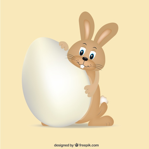 Free vector brown bunny with easter egg