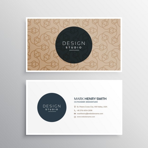 Brown business card with ornaments