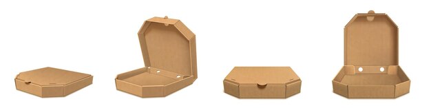 Free vector brown cardboard pizza box 3d realistic vector