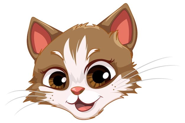 Free vector a brown cat head with striking brown eyes