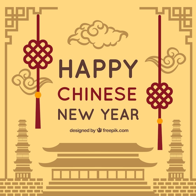 Free vector brown chinese new year design