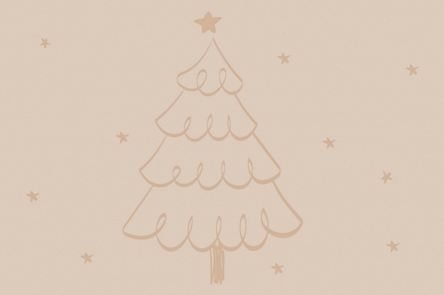 Free vector brown christmas background, cute tree doodle vector