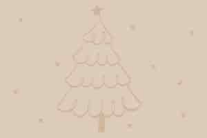 Free vector brown christmas background, cute tree doodle vector