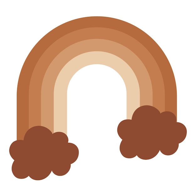 Free vector brown colours rainbow shape into clouds