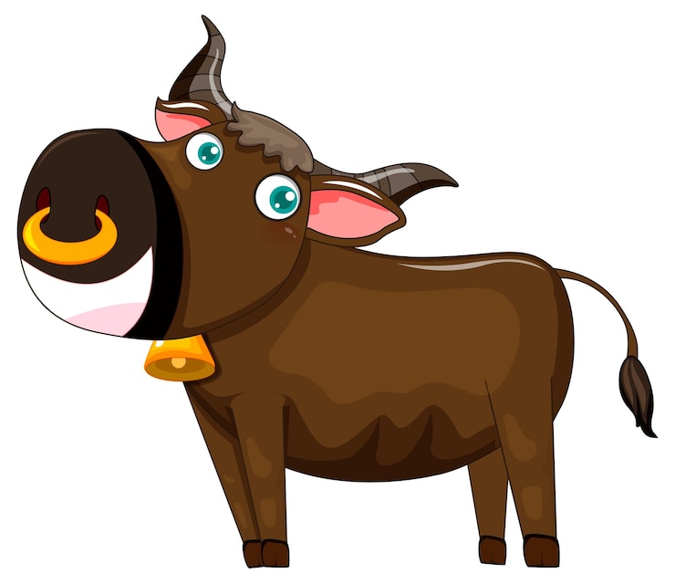 मुफ़्त वेक्टर brown cow cartoon character