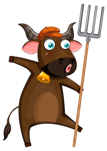 Free vector brown cow cartoon character