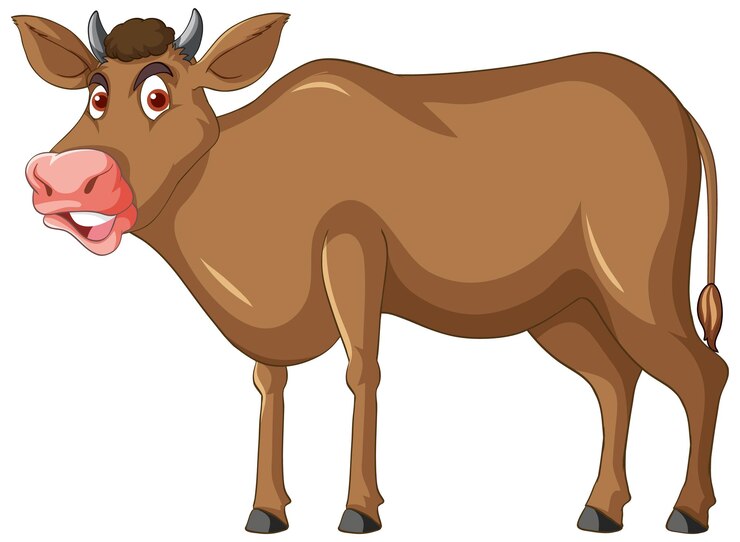 मुफ़्त वेक्टर brown cow standing cartoon character