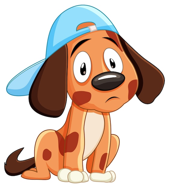 Free vector brown cute dog with long ears wearing cap