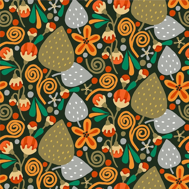 Free vector brown exotic floral pattern