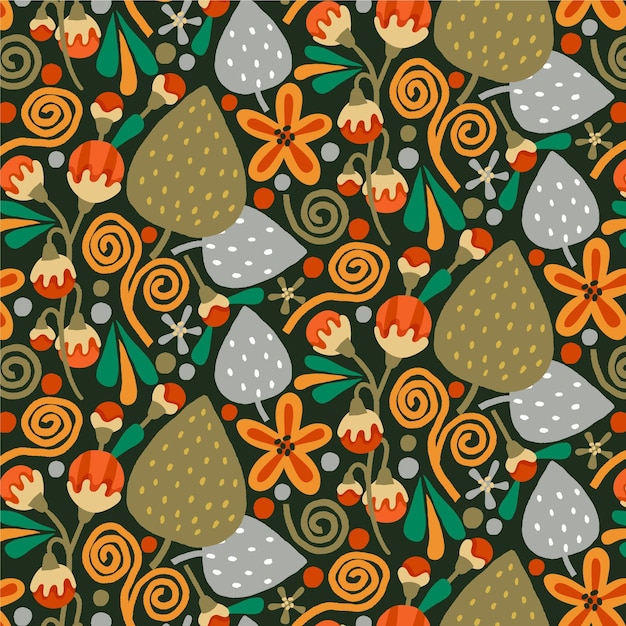 Brown exotic floral pattern