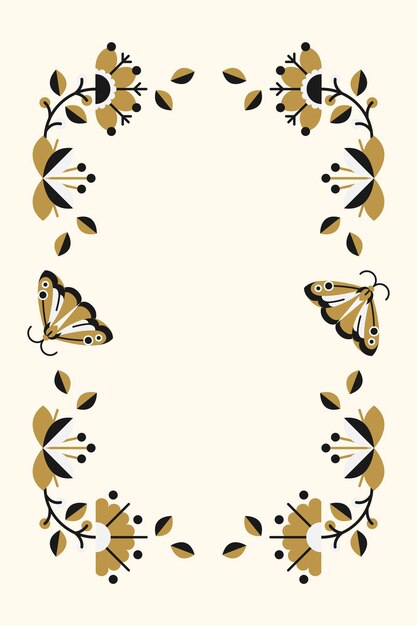 Brown folk art design element frame vector