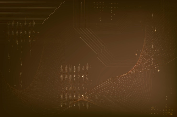 Free Vector brown futuristic waves background with computer code technology