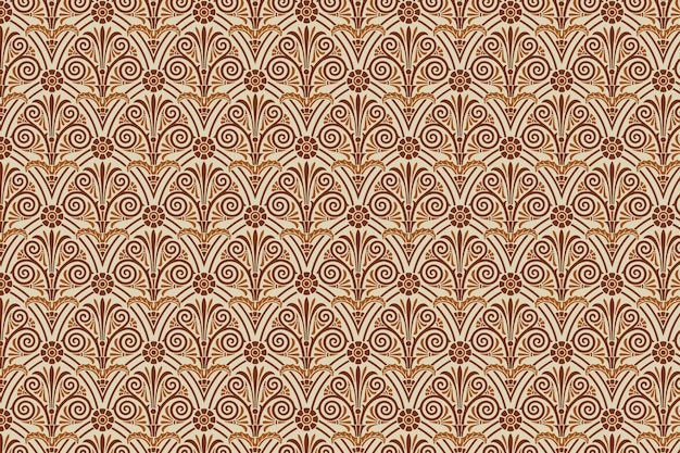 Brown Greek key vector seamless pattern background