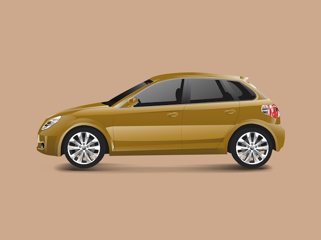 Brown hatchback car in a brown background vector
