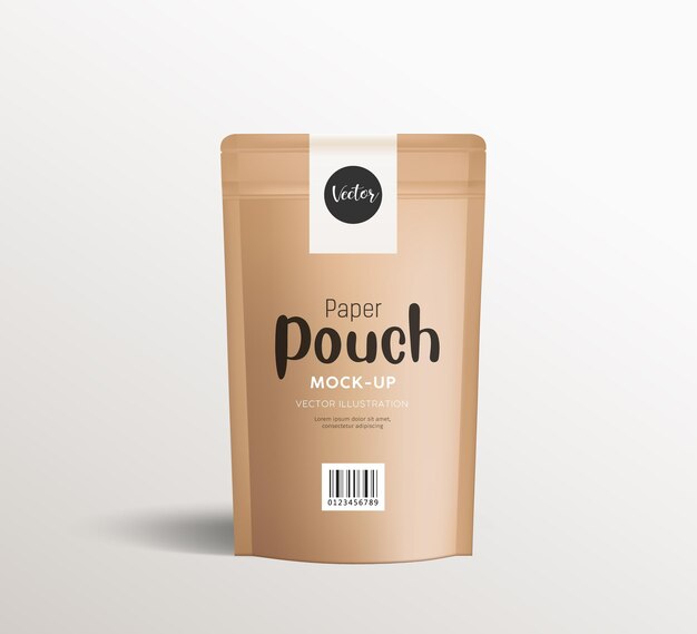 Download Premium Vector Brown Kraft Paper Pouch Bag Front View