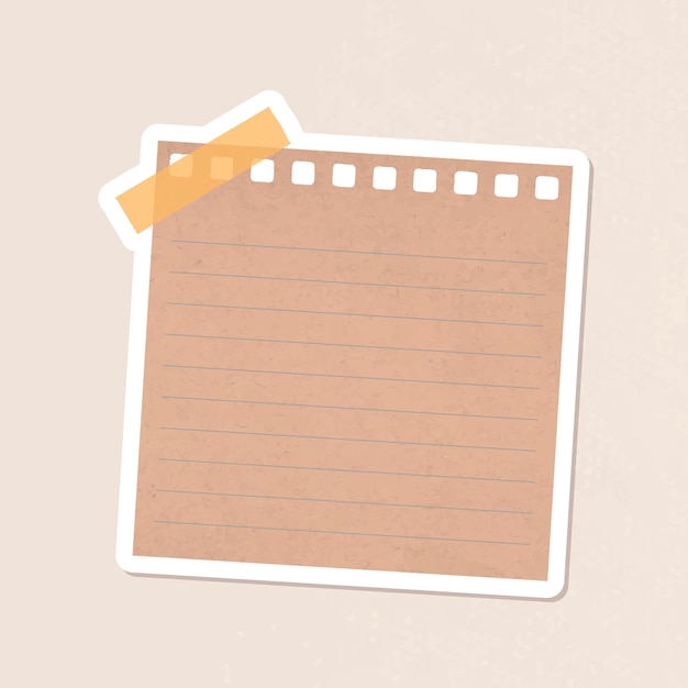 Brown lined notepaper journal sticker vector