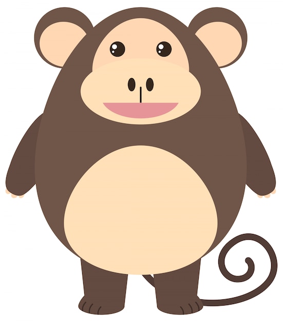 Free vector brown monkey with happy face