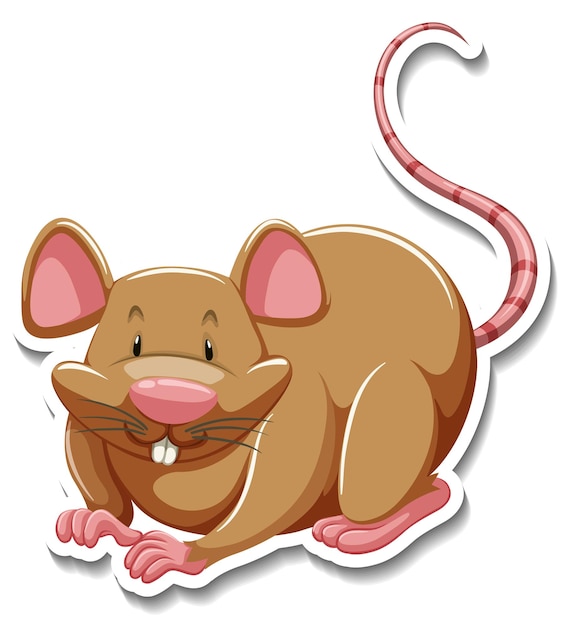 Free vector brown mouse cartoon character sticker