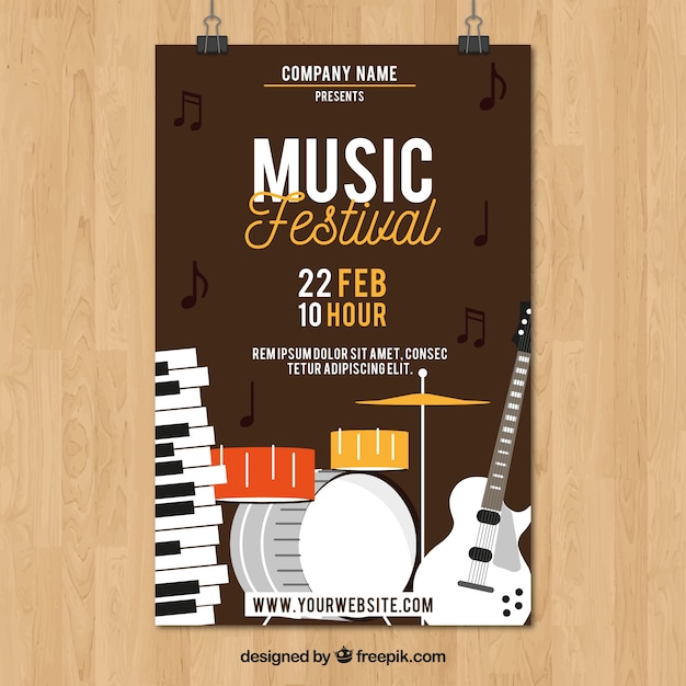 Brown music poster template