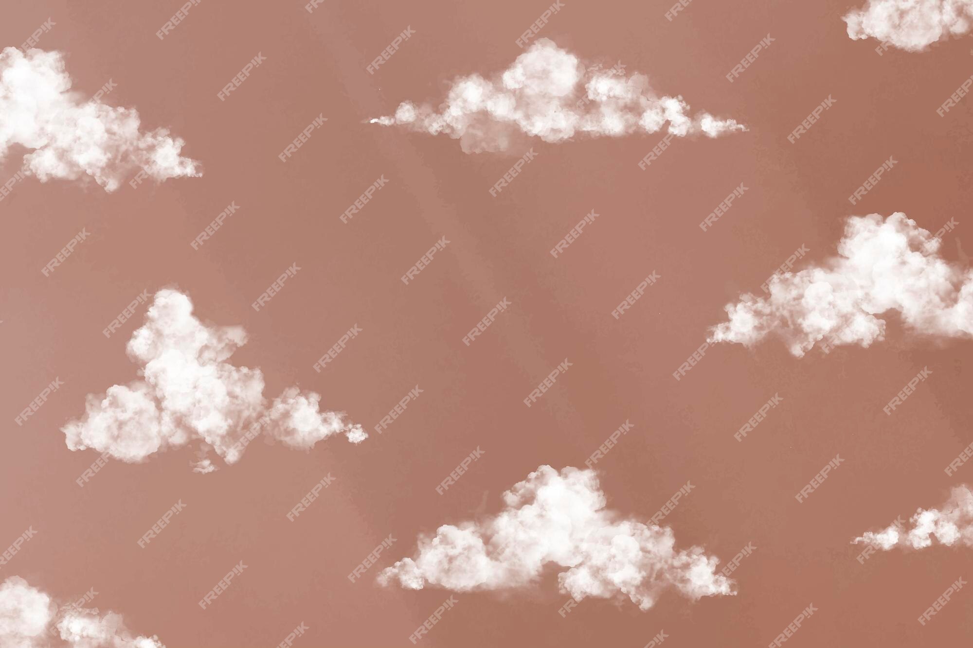 Free Vector | Brown sky background vector, white clouds design