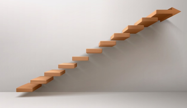 Free vector brown staircase and arrow sign instead of top step