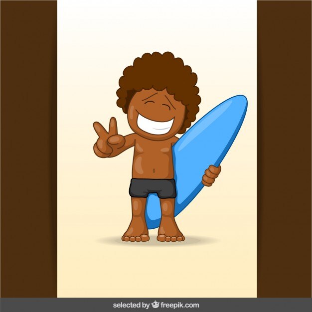 Free vector brown surfer cartoon