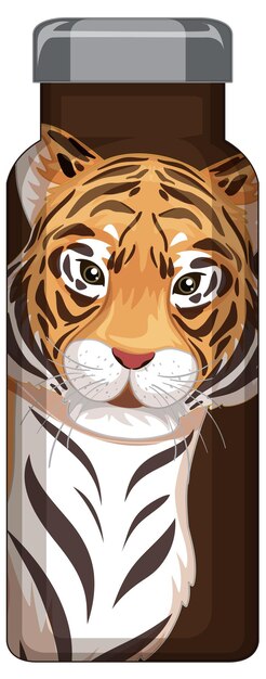 Free vector a brown thermos bottle with tiger pattern