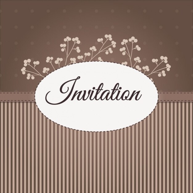 Free Vector brown vintage wedding invitation