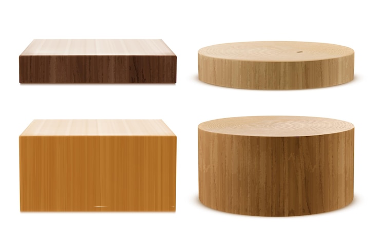 Free Vector brown wooden 3d product podium