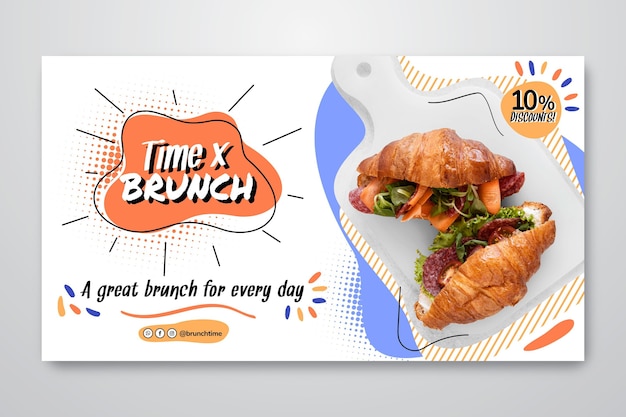 Vettore gratuito modello di banner per il brunch con lo sconto