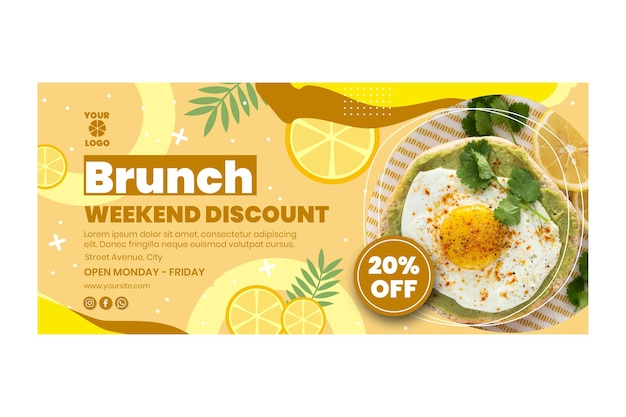 Vettore gratuito modello di banner per il brunch