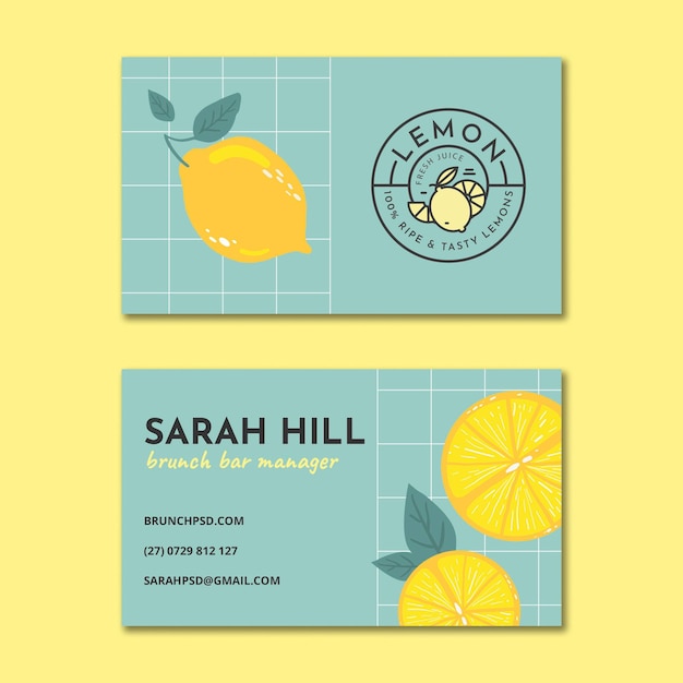 Free vector brunch double-sided horizontal business card