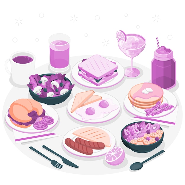 Brunch food concept illustration