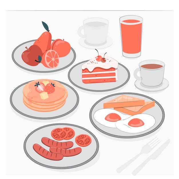 Free vector brunch food concept illustration