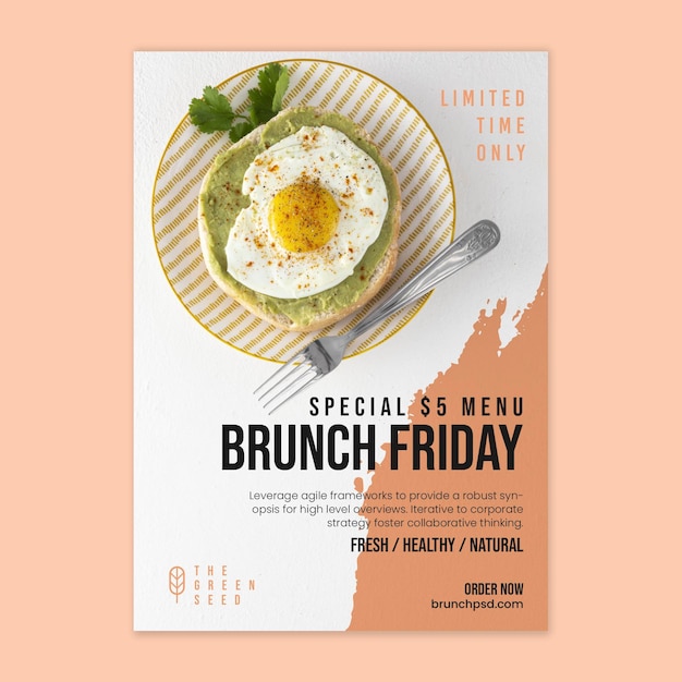 Vettore gratuito modello di poster del venerdì del brunch