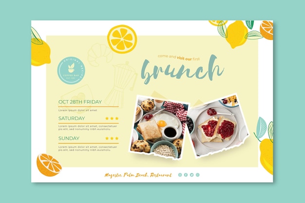 Vettore gratuito modello di banner orizzontale per il brunch