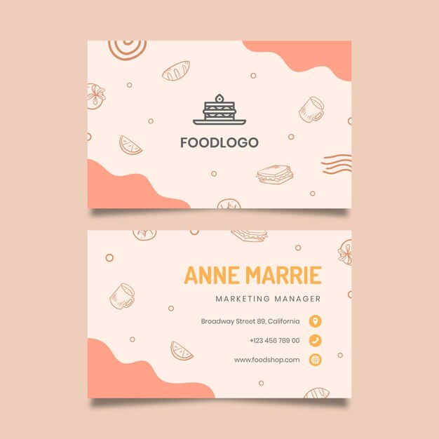 Brunch horizontal double-sided business card template