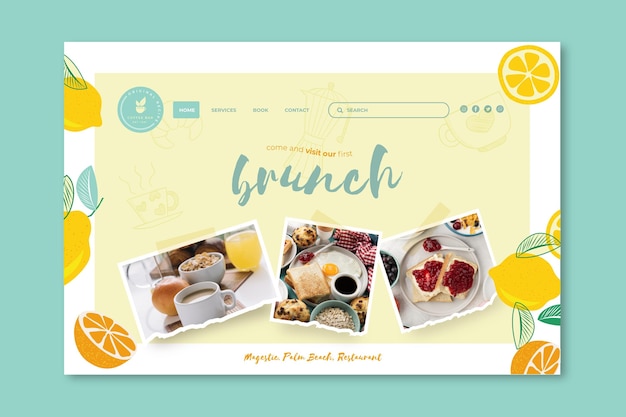 Vettore gratuito modello di pagina di destinazione del brunch