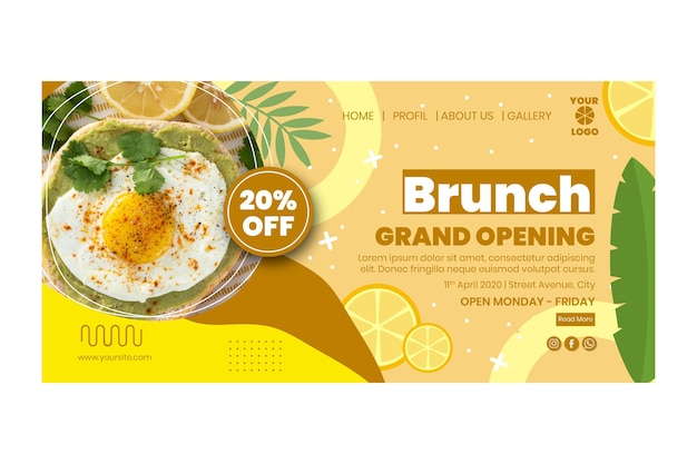 Vettore gratuito modello di pagina di destinazione del brunch